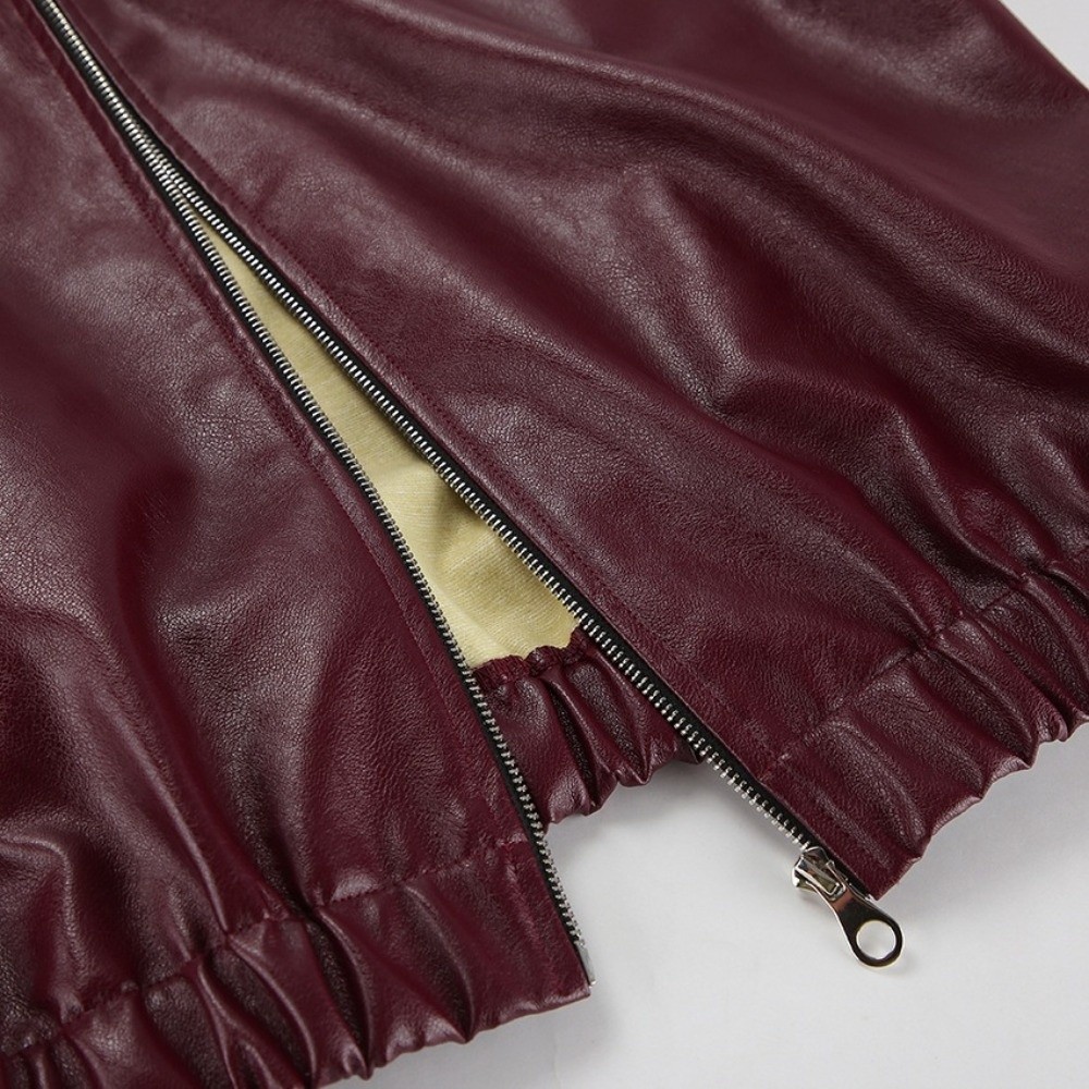 Motorcycle Gear Outfit - Jaket Kulit PU Vintage Warna Merah