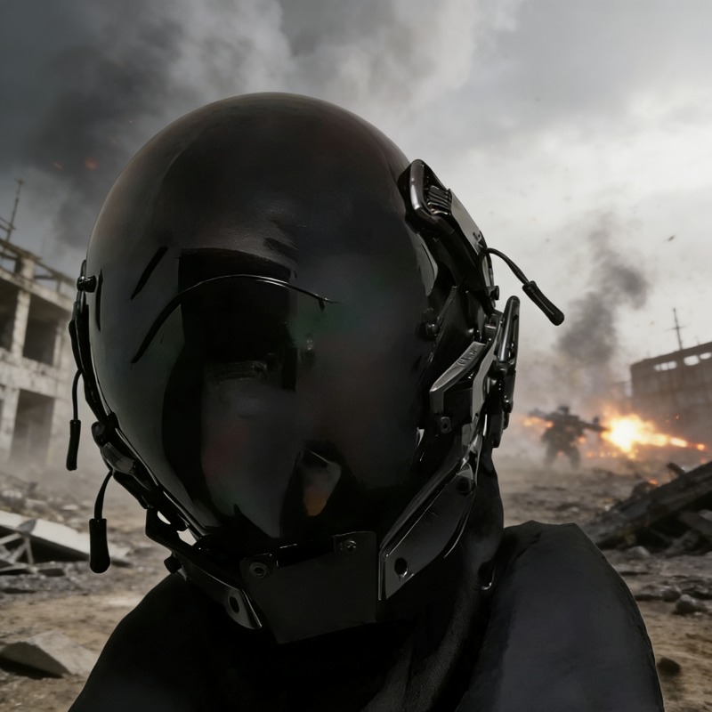 Helmet Full Face - Topeng helm cyberpunk bergaya mecha, penutup