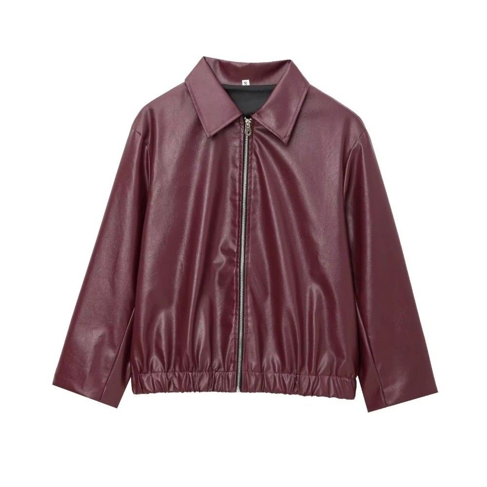 Motorcycle Gear Outfit - Jaket Kulit PU Vintage Warna Merah